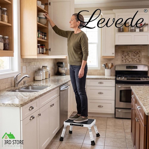 Levede Folding Aluminium Step Stool 150kg 3 Height Adjustable Portable Multi-Use