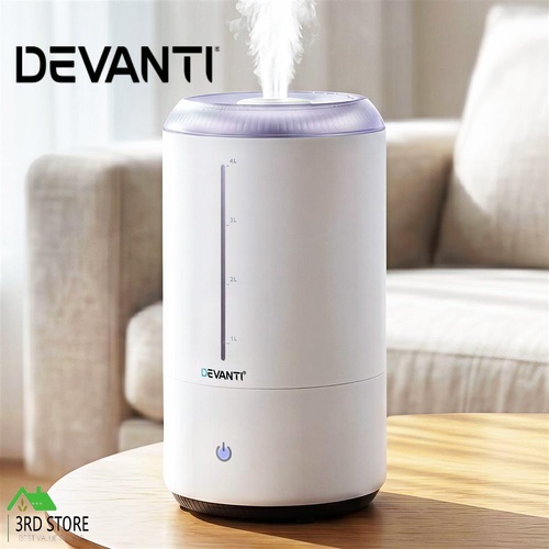 RETURNs Devanti Ultrasonic Humidifier Aroma Diffuser Top Fill Quiet Bedroom 4L White