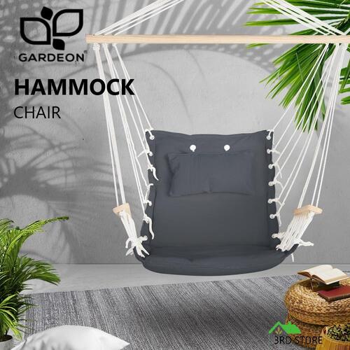Gardeon Hammock Chair Outdoor Hanging Camping Rope Portable Swing Hammocks Grey