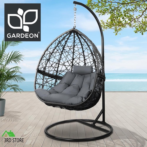 Gardeon Outdoor Furniture Swing Chair Lounge Egg Hammock Hanging Wicker Black