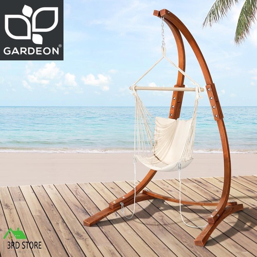 Gardeon Wooden Hammock Chair with Stand Outdoor Lounger Camping Hammock Timber