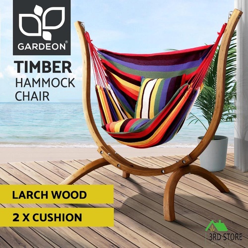 Gardeon Outdoor Furniture Lounge Swing Hammock Chair Cushions Patio Seat Wooden