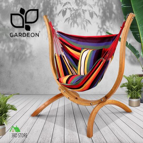 Gardeon Outdoor Furniture Lounge Swing Hammock Chair Cushions Patio Seat Wooden