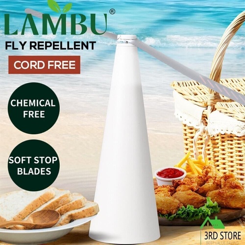 Lambu Fly Repellent Fan Free Entertaining Chemical Indoor Outdoor Home White