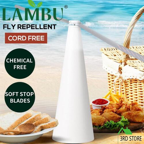 Lambu Fly Repellent Fan Free Entertaining Chemical Indoor Outdoor Home White