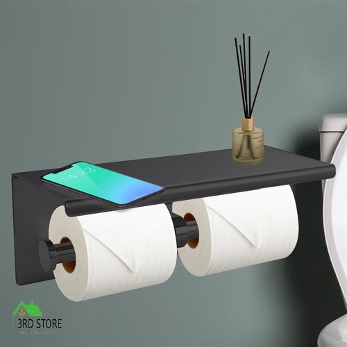 Black Colour 304 Stainless Steel Two Toilet Paper Holders with Mirror Surface