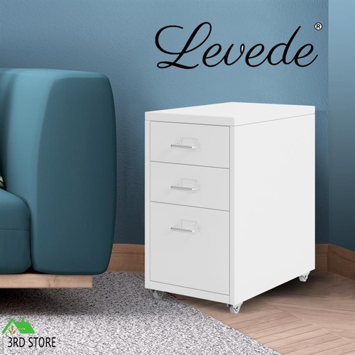 Levede 3 Drawer Office Drawers Cabinet Storage Cabinets Steel Rack Home Shelves