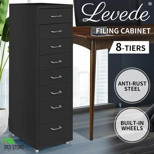 Levede 8 Drawer Office Cabinet Drawers Storage Cabinets Steel Rack Home Black