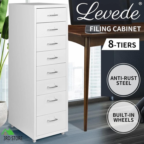 RETURNs Levede Office Cabinet  8 Drawer Drawers Storage Cabinets Steel Rack Home White