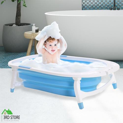 Baby Bath Tub Infant Toddlers Foldable Bathtub Safety Bathing Shower Green Blue