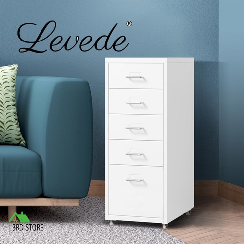 5 Drawers Portable Cabinet Rack Storage Steel Stackable Organiser Stand White