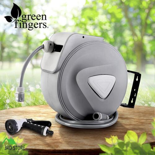 10M Retractable Water Hose Reel Garden Storage AutoRewind Spray Gun