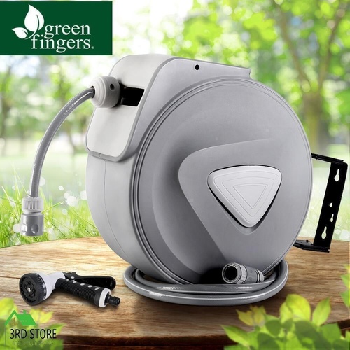 20M Retractable Water Hose Reel Garden Storage AutoRewind Spray Gun