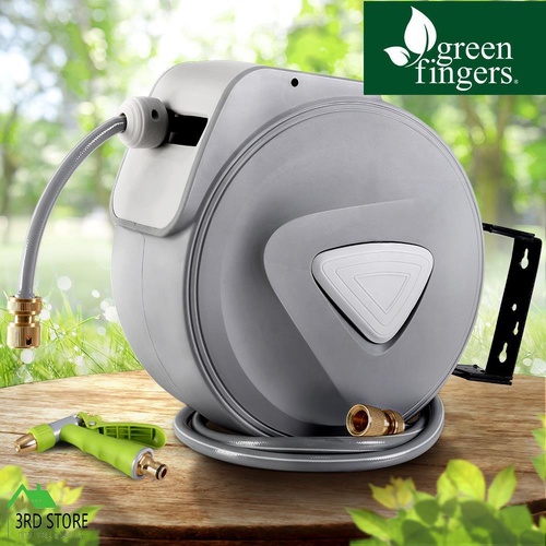 30M Retractable Hose Reel Garden Water Brass Auto Rewind Spray Gun