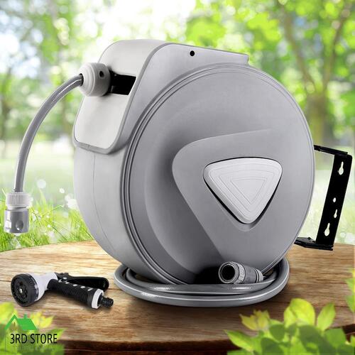 Retractable Hose Reel 30M Garden Water Auto Rewind Spray Gun