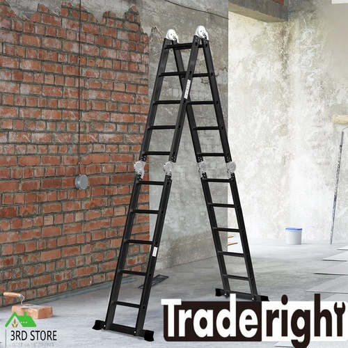 Traderight Multi Purpose Ladder Aluminium Folding Platform Extension Step 5.7M