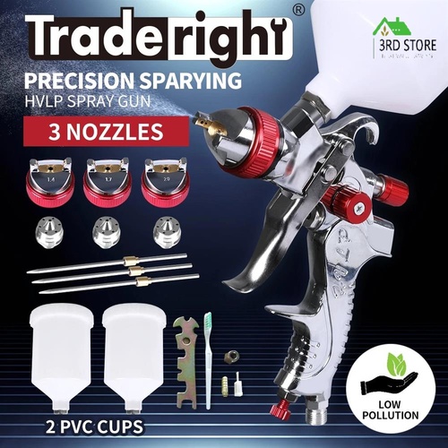 Spray Gun Paint Gun Kit HVLP Gravity Feed Air 3 Nozzles 1.4mm 1.7mm 2mm Tips