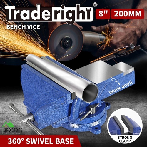 Traderight 8" Bench Vice Anvil Swivel Base Clamp Workbench Heavy Duty Grip 200mm