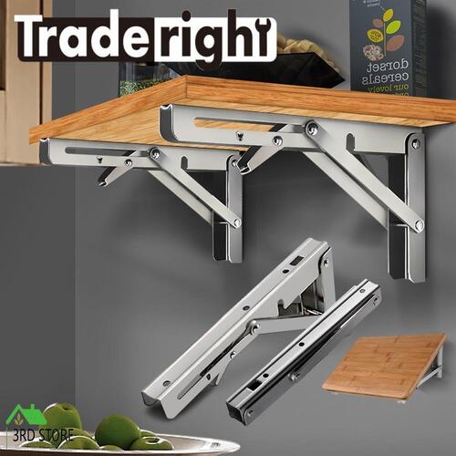 Traderight Table Bracket Folding Stainless Steel 150KG Wall Shelf Bench 2PCS