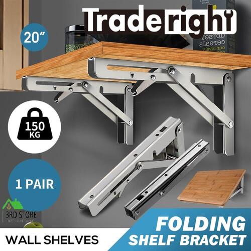 Traderight Table Bracket 2PCS Folding Stainless Steel 150KG Wall Shelf Bench