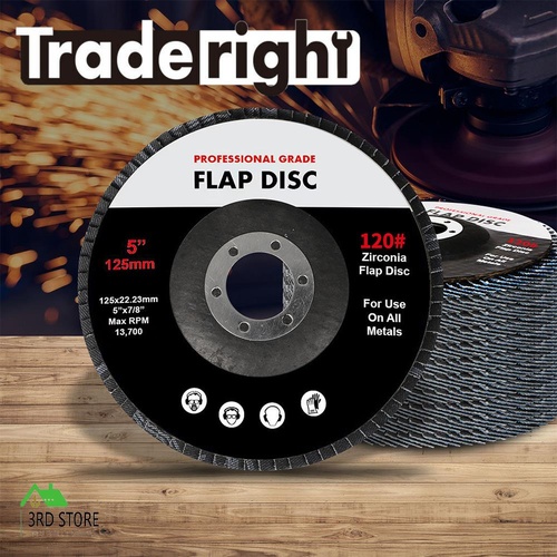 Traderight Flap Discs 125mm 5" Zirconia Sanding Wheel 120 # Sander Grinding x50