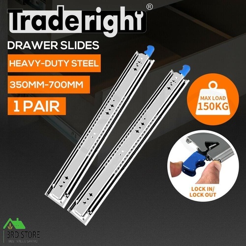 Drawer Slides Locking Pair 150KG Full Extension Ball Bearing Fridge Heavy Duty