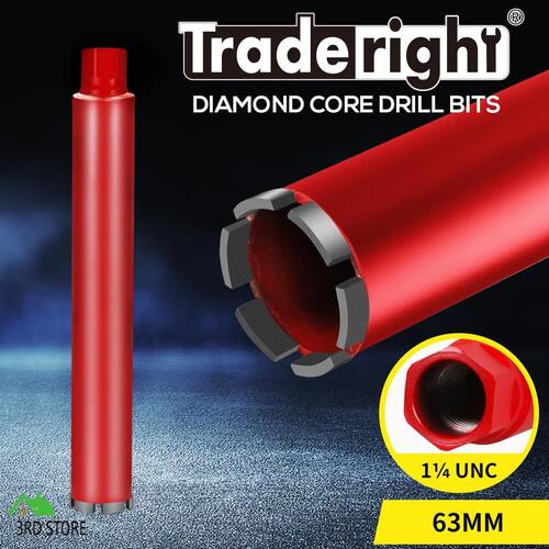 Traderight Diamond Core Drill Bit Wet Dry Concrete Tile Masonry 1-1/4 UNC 63mm