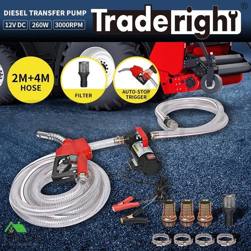 Traderight Diesel Transfer Pump Extractor Electric Bowser Auto Stop 12V DC 260W