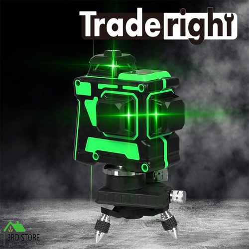 Traderight Laser Level Green Light Self Leveling 360° Rotary 3D 12 Line Measure