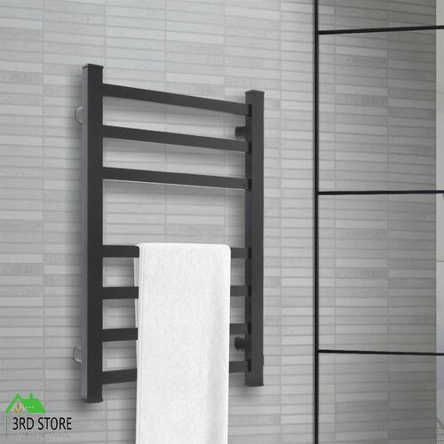 Dutxa Heated Towel Rail Rack Bathroom Electric Rails 7 Bars 130W  Warmer Black