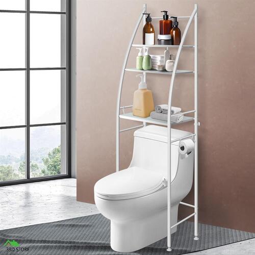 Duxta 3 Over Tiers Toilet Shelf Bathroom Rack Storage Stand Organiser Wash Machine Steel White