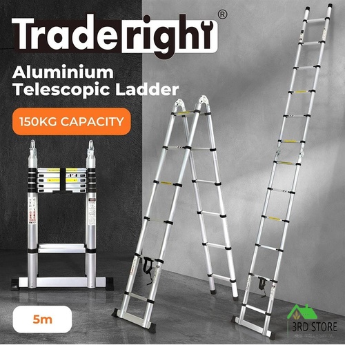 Traderight 5M Folding Multi Purpose Ladder 12 Step Extension Ladder Aluminium