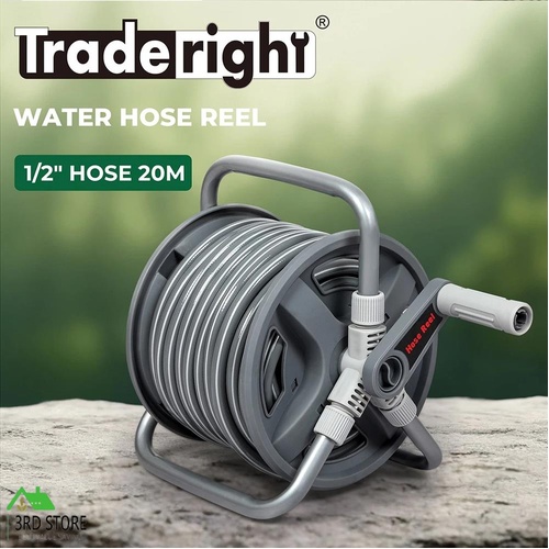 Traderight Water Hose Reel Holder 1/2'' X 20M Garden Watering Home Car Washing