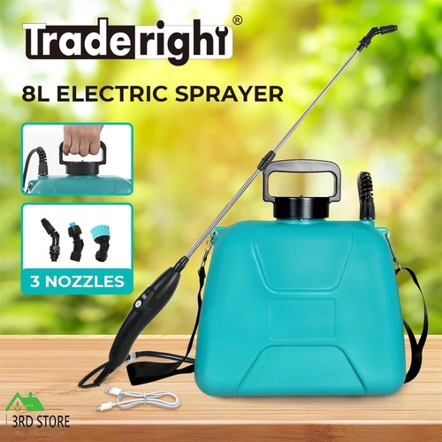 Traderight 8L Electric Garden Sprayer Rechargeable Battery Backpack Pump Spray