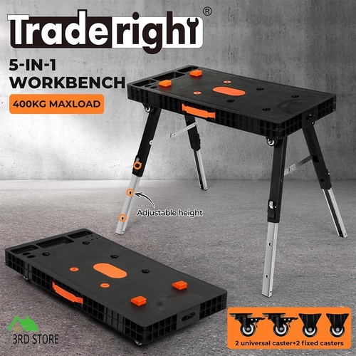 Traderight 5-in-1 Work Table Foldable Workbench 400kg Adjustable Clamping System