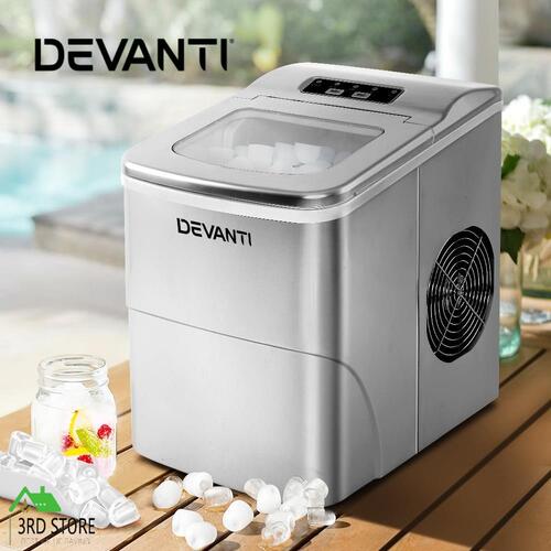 RETURNs Devanti Portable Ice Maker Commercial Machine Ice Cube 2L Bar Countertop Silver