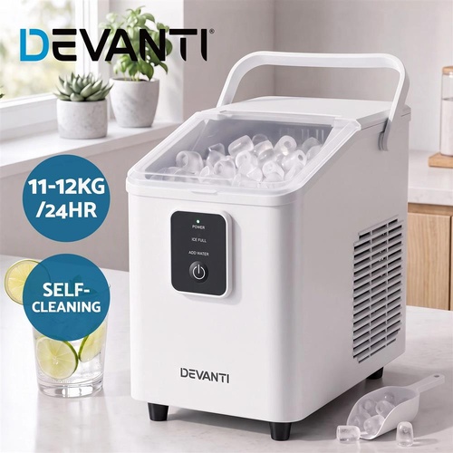 Devanti Ice Maker 11-12kg Portable Bullet Cube Machine White