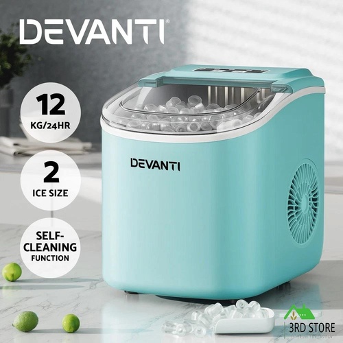 Devanti 12kg Ice Maker Machine w/Self Cleaning Green