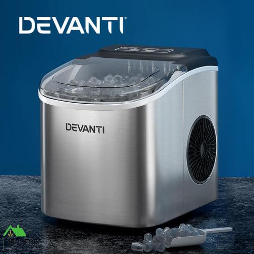 Devanti 12kg Ice Maker Machine w/Self Cleaning Portable Ice Cube Tray 2L White