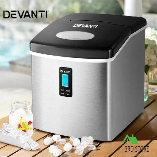 Devanti Ice Maker Machine Commercial Stainless Steel Portable Ice Cube Tray 3.2L