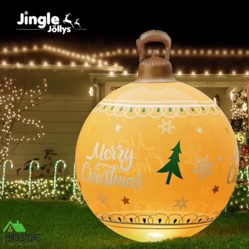Jingle Jollys Christmas Inflatable Ball Led  60cm Decoration Giant Bauble Gold