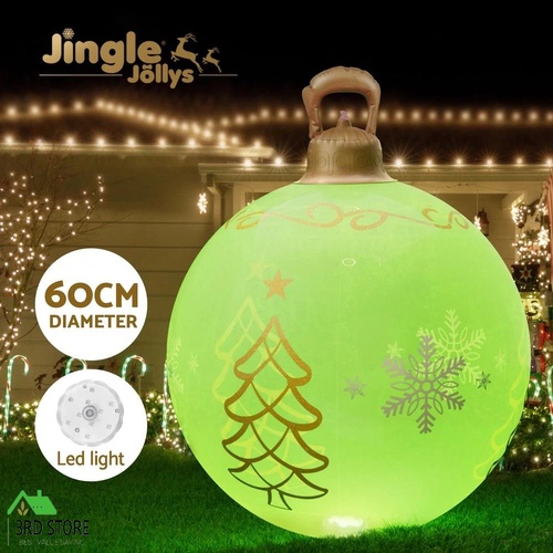 Jingle Jollys Christmas Inflatable Ball Led 60cm Tree Decoration Bauble Green