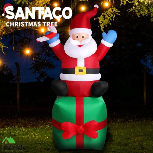 Inflatable Christmas Santa with LED Light Xmas Decoration Outdoor Santa Freebie