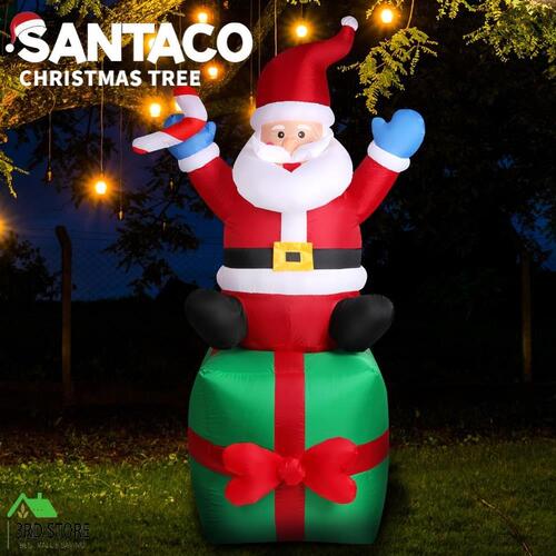 Inflatable Christmas Santa with LED Light Xmas Decoration Outdoor Santa Freebie
