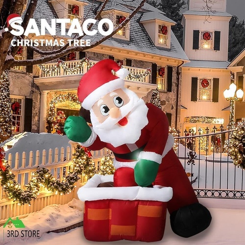 Santaco Inflatable Christmas Decor Santa Chimney 1.2M LED Lights Xmas Party