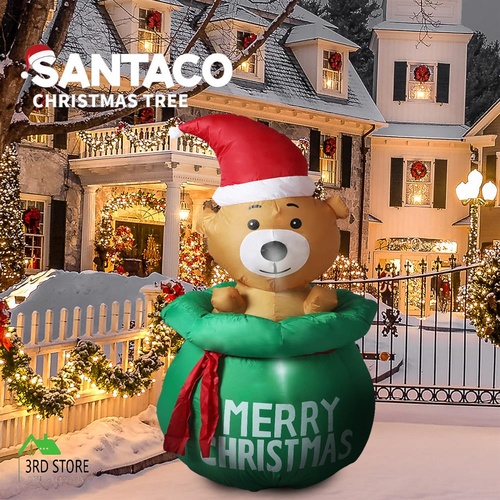 Santaco Inflatable Christmas Decorations Bubbly Bear 1.5M LED Lights Xmas Party