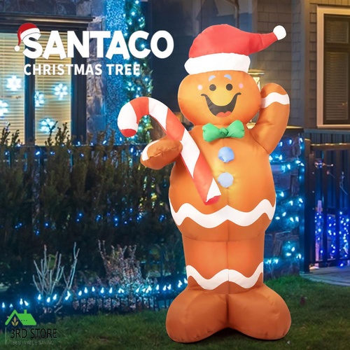 Santaco Christmas Inflatable Gingerbread Man 1.5M Xmas Decor LED Lights Outdoor