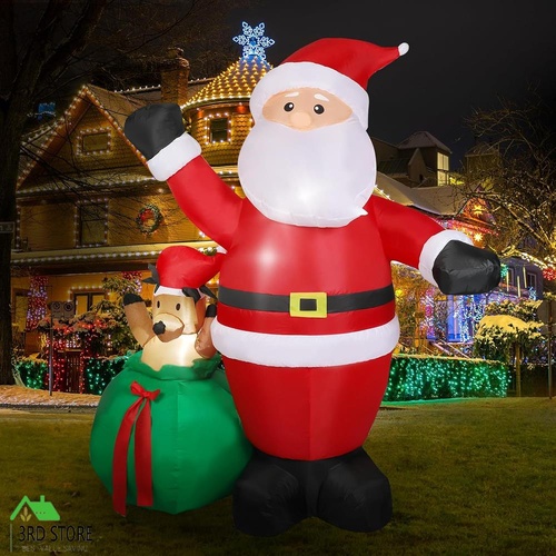 Santaco Christmas Inflatable Outdoor Santa Claus Elk 2.2M Xmas Decoration Light