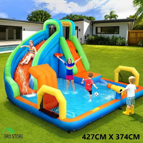 AirMyFun Kids Inflatable Pool Water Slide Cannon Splash Park Castle Outdoor Toys 427X374CM