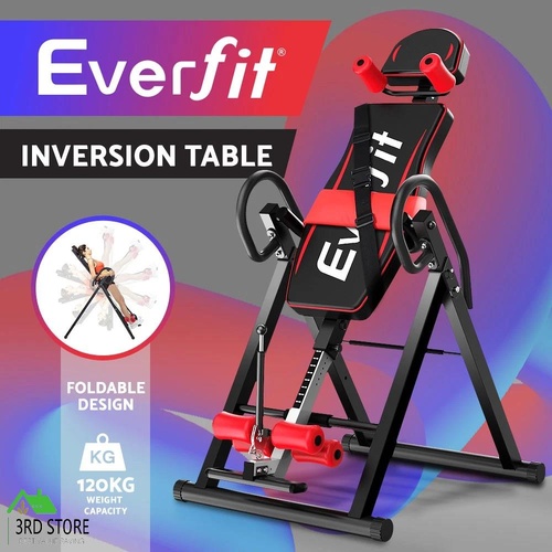 Everfit Inversion Table Gravity Exercise Inverter Back Stretcher Home Gym Black